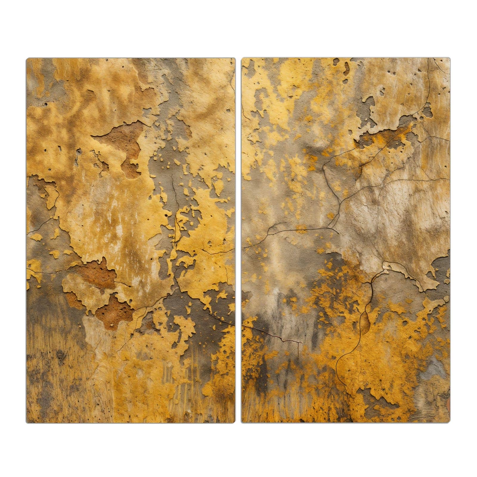 2-teilige Herdabdeckplatten mit Verwitterte Backsteinwand-Motiv in der Frontansicht #grösse_2-Teilig (60x52cm)