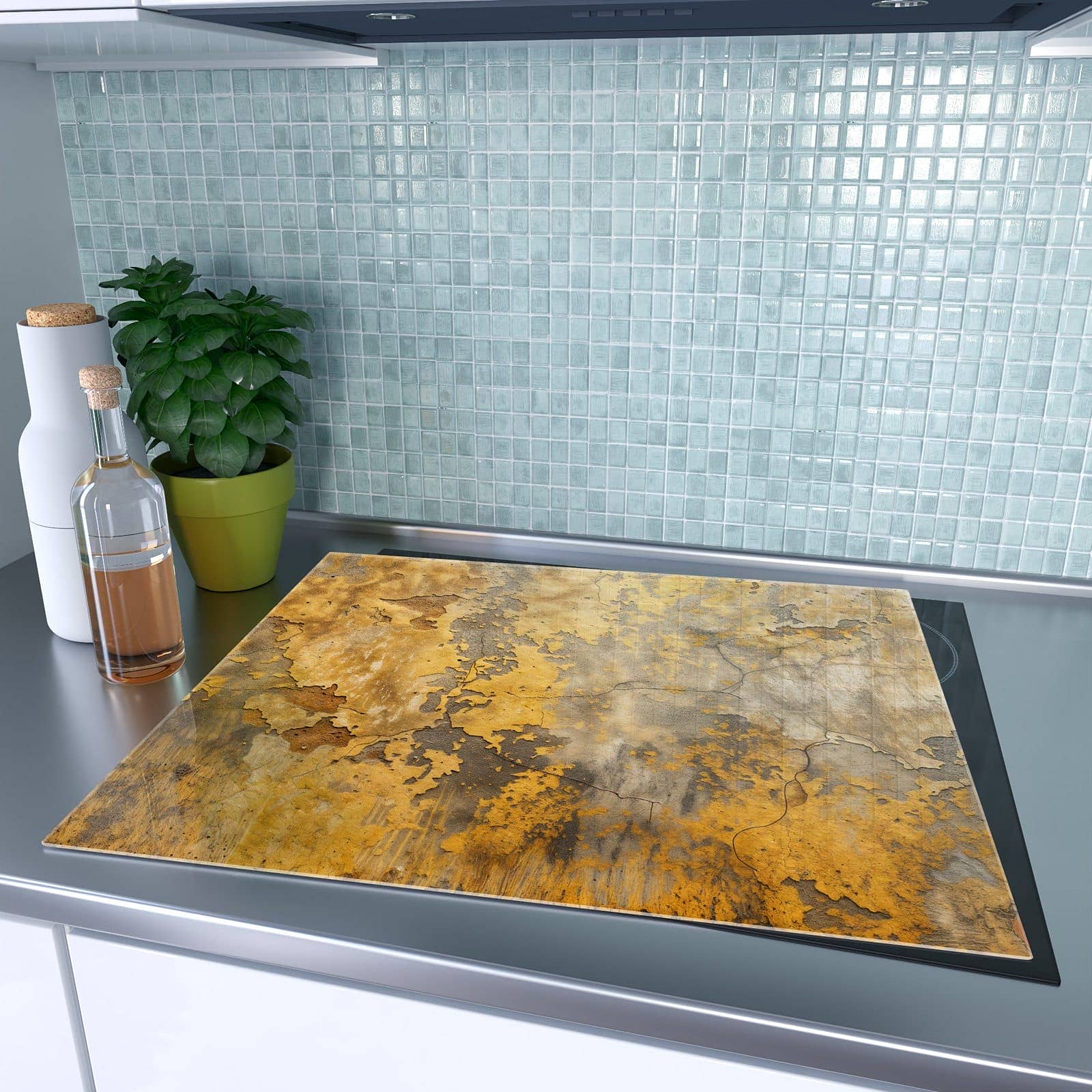 1-teilige Herdabdeckplatten mit Verwitterte Backsteinwand-Motiv auf dem Ceranfeld