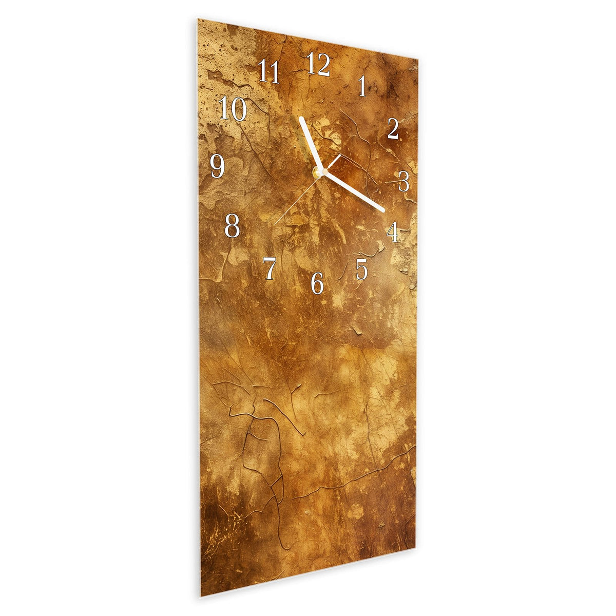 Vormontiert – mit Schwebeeffekt – Wanduhr Verwitterter Putz aus Glas – Hochformat 30 × 60 cm