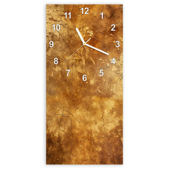 Wanduhr Verwitterter Putz aus Glas – Hochformat 30 × 60 cm mit Ziffernblatt Modern