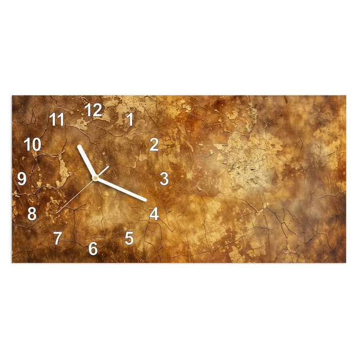 Wanduhr Verwitterter Putz aus Glas – Querformat 60 × 30 cm mit Ziffernblatt Modern