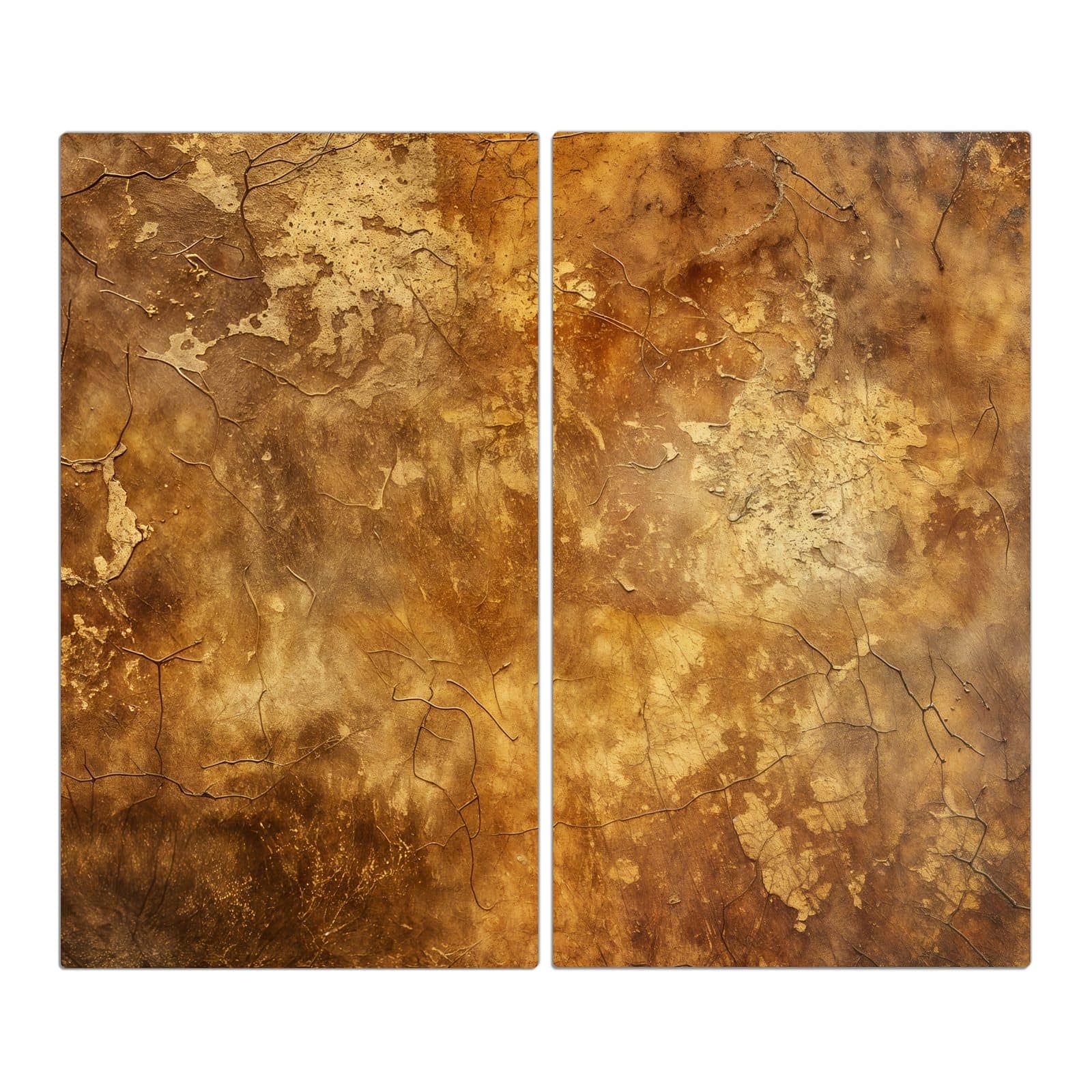 2-teilige Herdabdeckplatten aus Glas mit Verwitterter Putz-Motiv in der Frontansicht