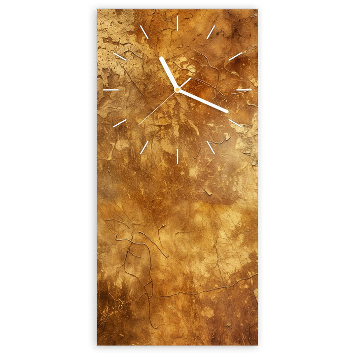 Wanduhr Verwitterter Putz aus Glas – Hochformat 30 × 60 cm mit Ziffernblatt Linie