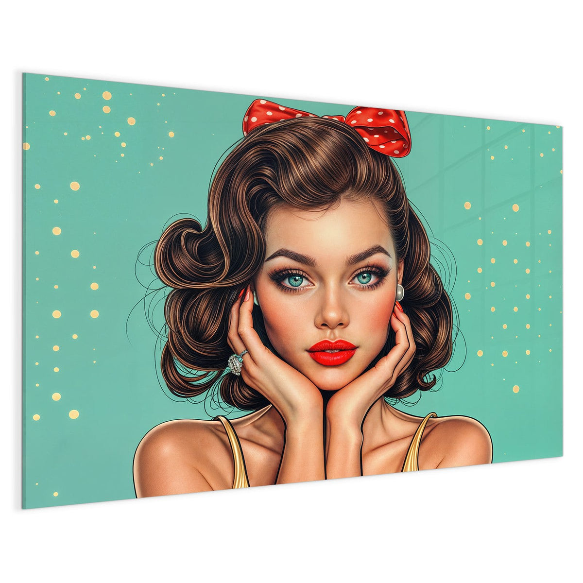 4 mm Glas statt lackiertem Blech – Magnettafel - Frau mit roter Schleife