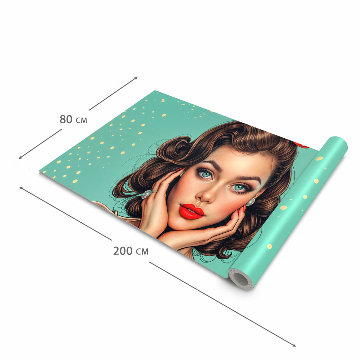 Hygienischer Küchenteppich mit Motiv Retro Schönheit in der Grösse 90x180 cm