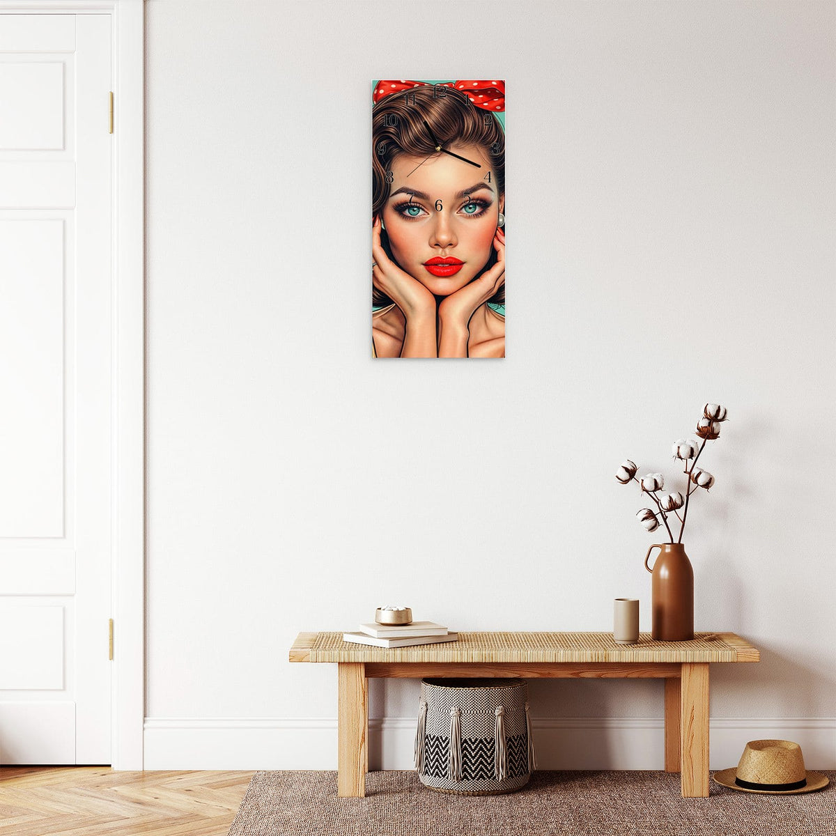Moderne Wanduhr aus Glas mit Farbtiefe – Wanduhr Retro Schönheit aus Glas – Hochformat 30 × 60 cm