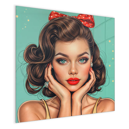 Magnettafel mit dem Motiv Frau mit roter Schleife
