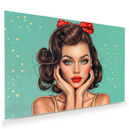 Wandbild mit dem Motiv Frau mit roter Schleife