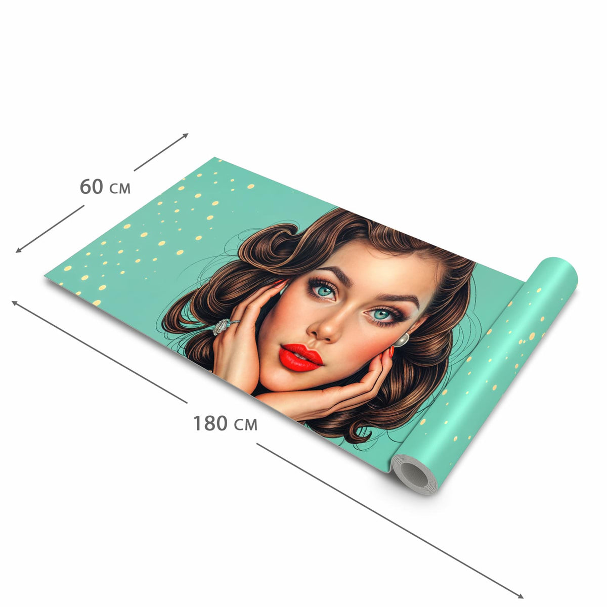 Pflegeleichter Küchenläufer mit Motiv Retro Schönheit in der Grösse 90x180 cm zum Waschen