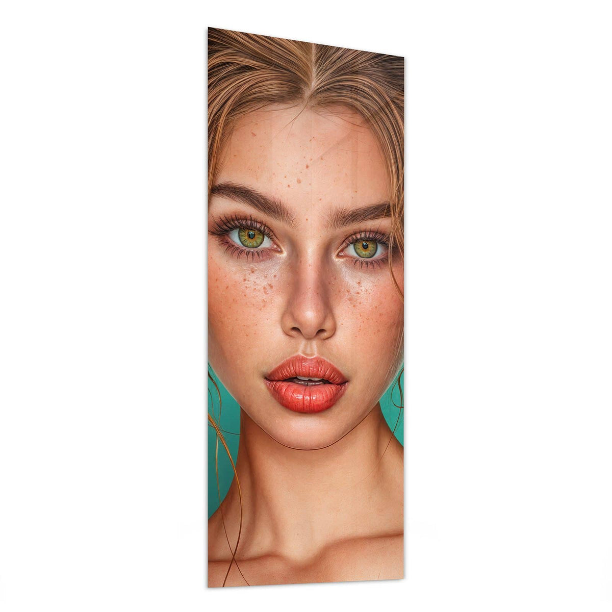 Glasbild Frau mit Lutscher von der Seite, 4 mm Echtglas