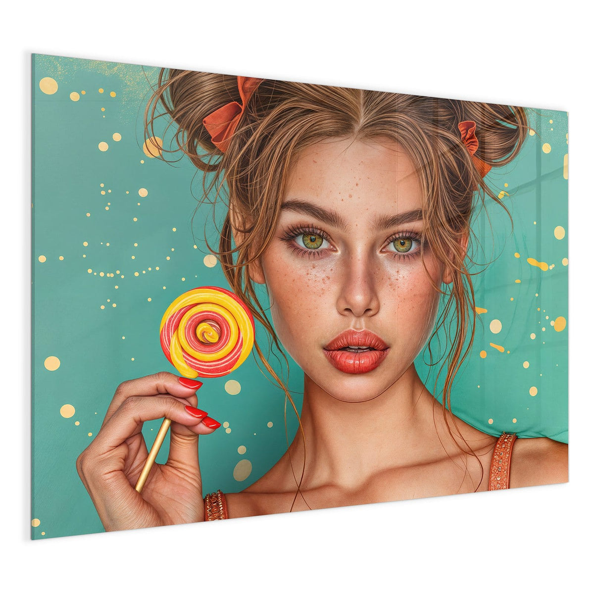 4 mm Glas statt lackiertem Blech – Glas Magnettafel - Frau mit Lutscher
