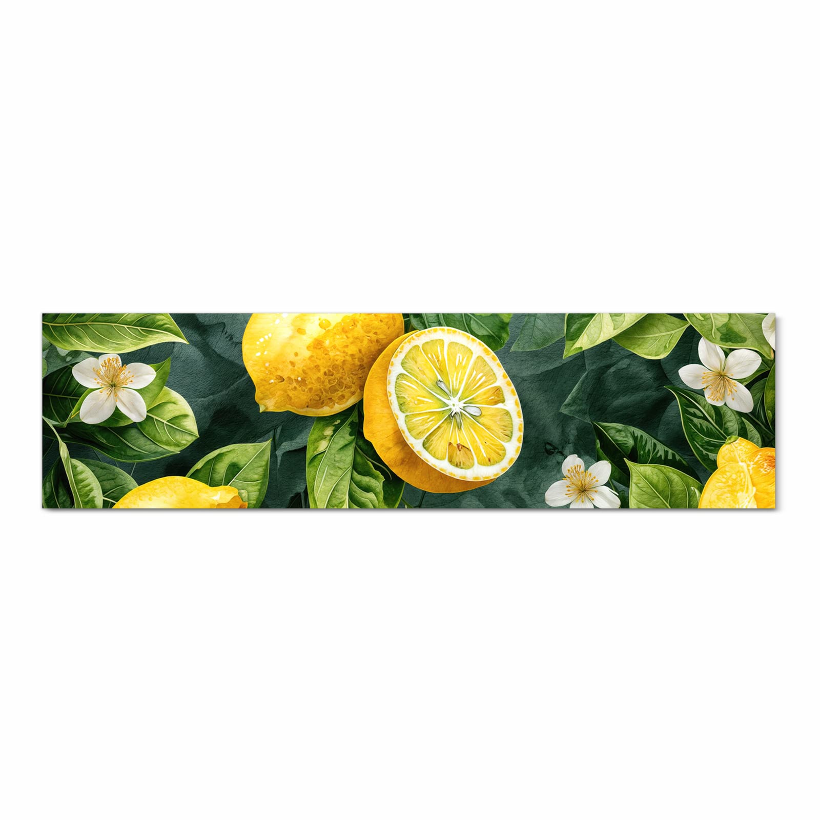 Hygienischer rutschfester Küchenläufer mit Motiv Zitronenmuster in Frontansicht