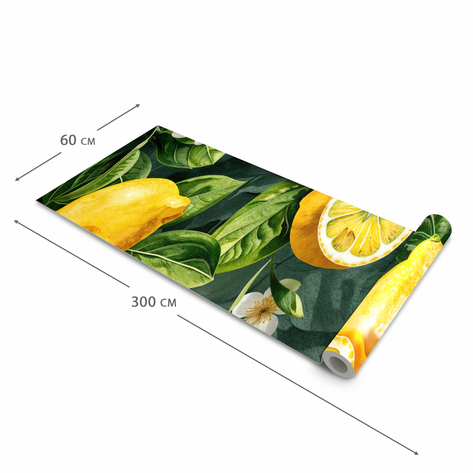 Bodenschonender waschbarer Küchenteppich mit Motiv Zitronenmuster in der Grösse 80x200 cm