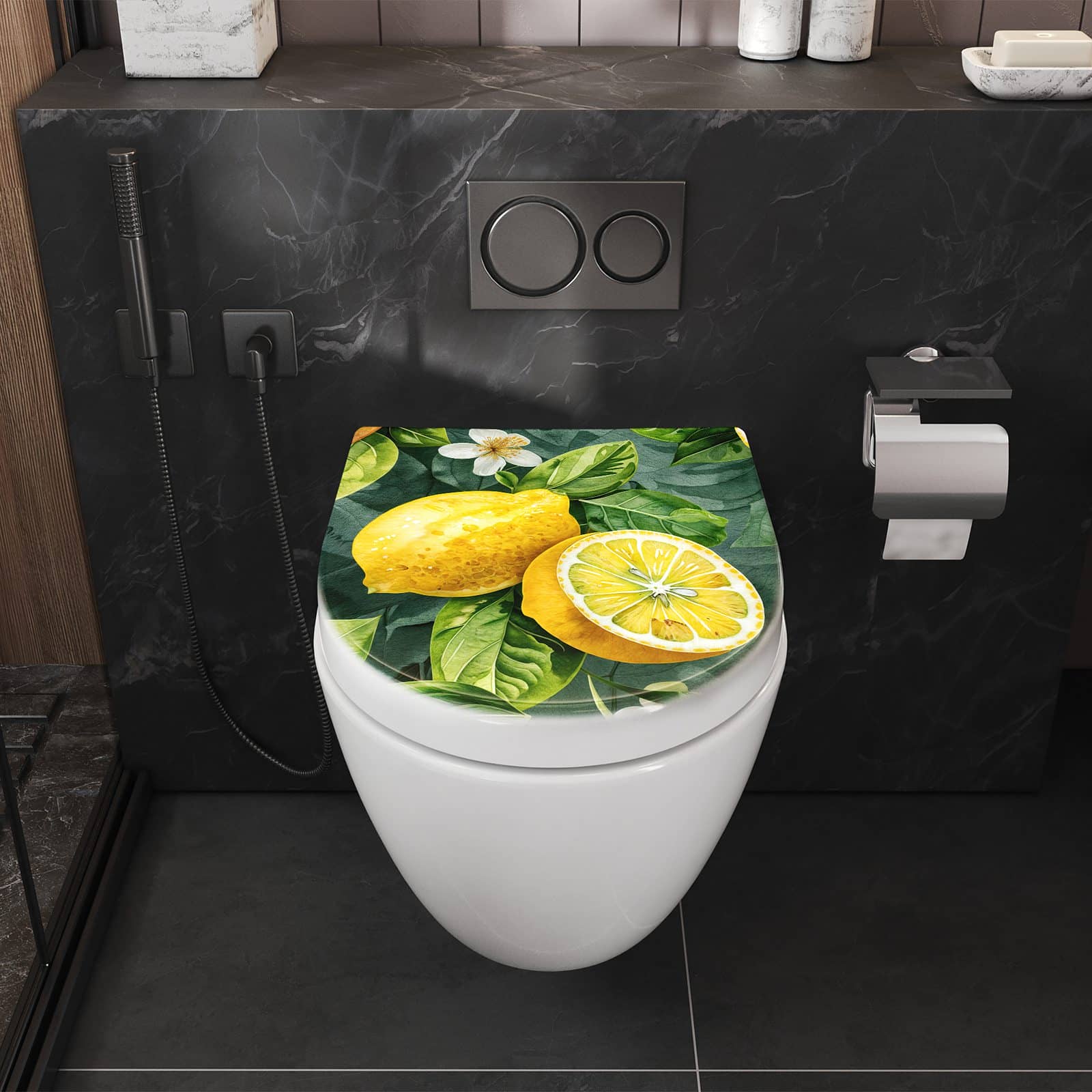 WC-Sitz mit Absenkautomatik Zitronenmuster