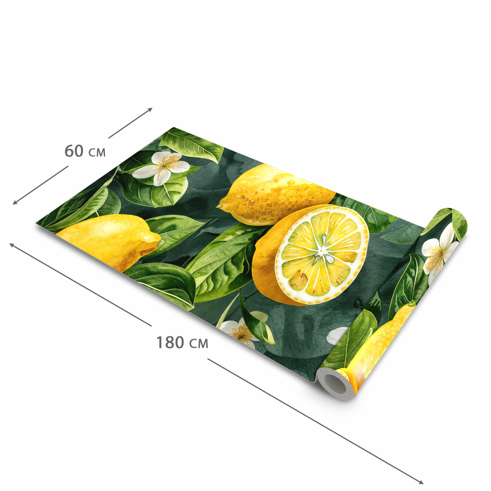 Feuchtigkeitsresistenter Bodenläufer mit Motiv Zitronenmuster in der Grösse 80x200 cm