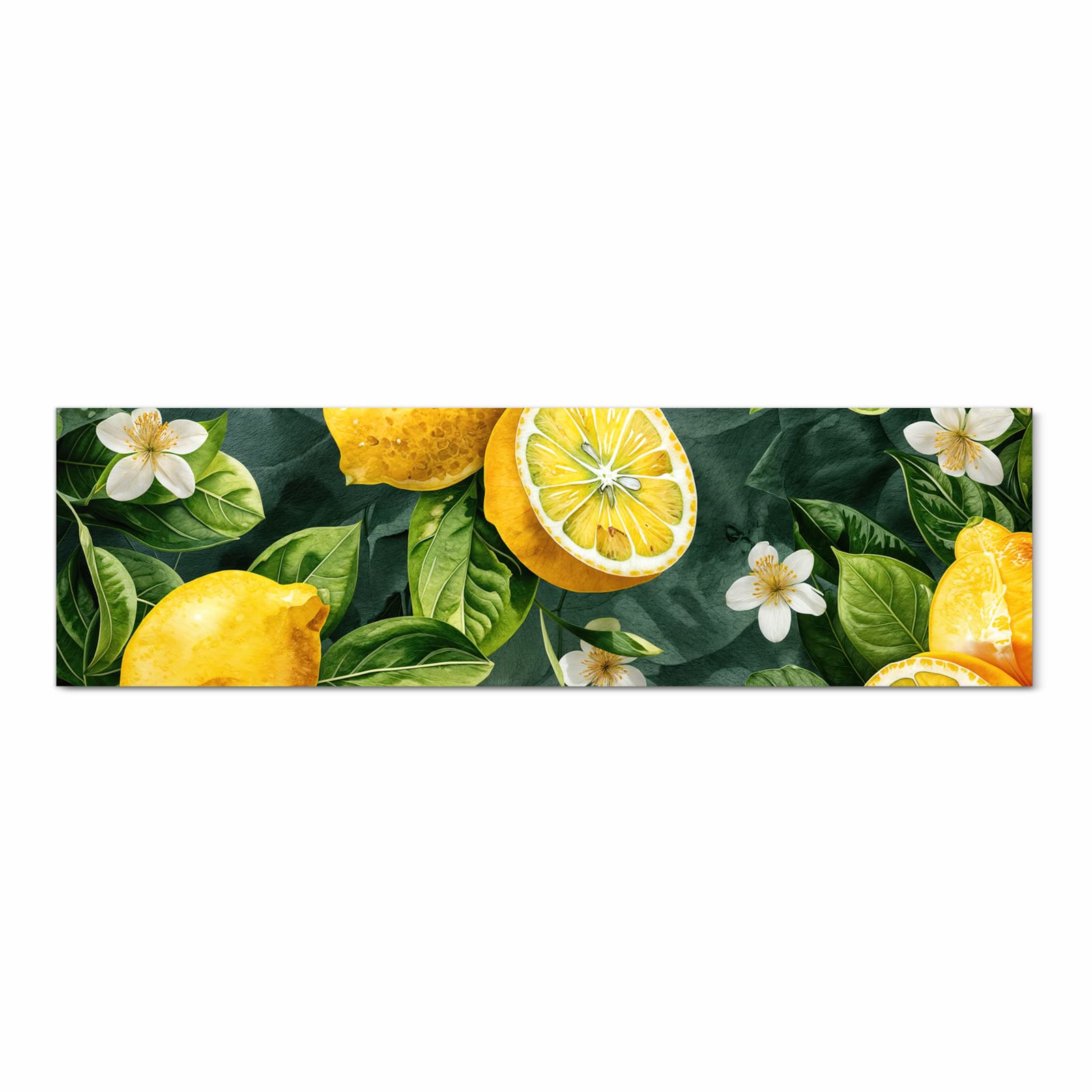 Rutschfester Küchenläufer mit Motiv Zitronenmuster in Frontansicht für angenehme Haptik