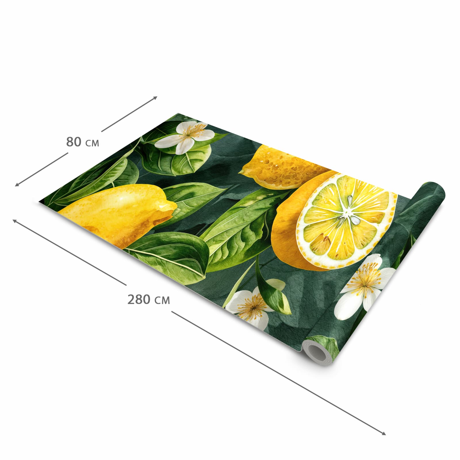 Zeitsparender waschbarer Küchenteppich mit Motiv Zitronenmuster in der Grösse 80x200 cm