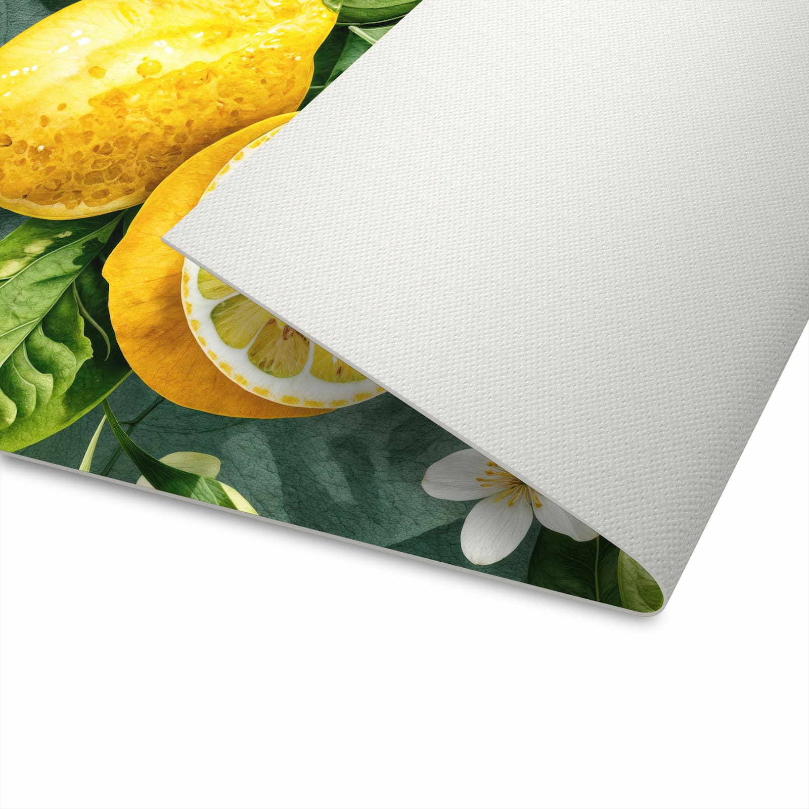 Langlebiger Teppich für Küche mit Motiv Zitronenmuster in Unterseite