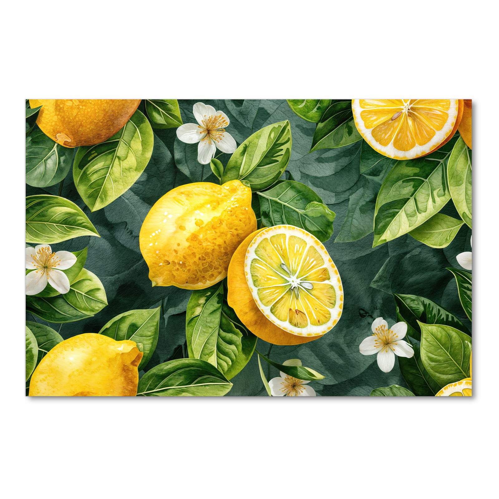 Rutschfester Küchenläufer mit Motiv Zitronenmuster in Frontansicht