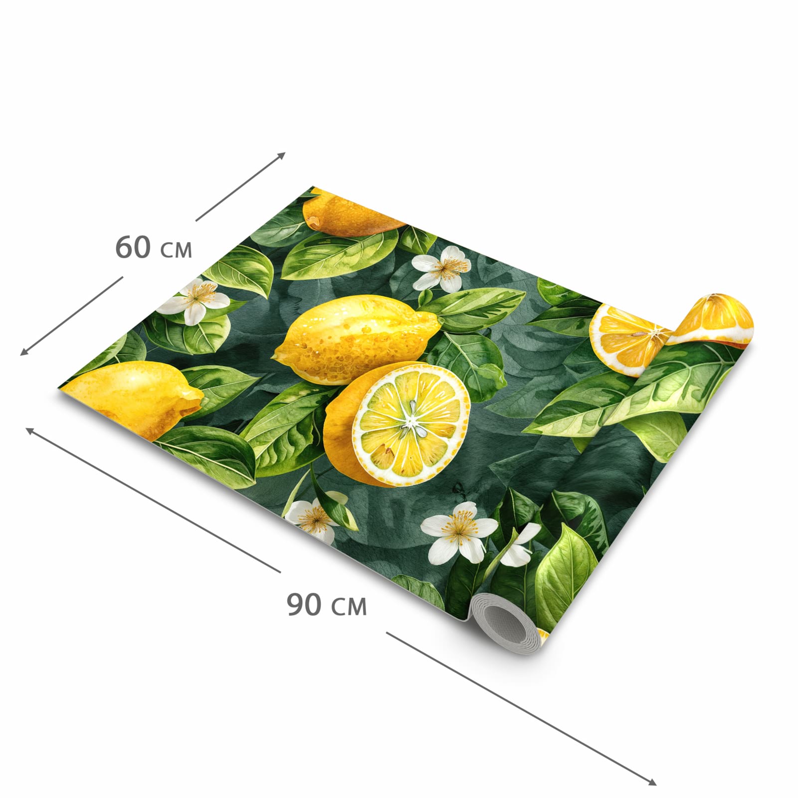 Farbbeständiger Küchenteppich mit Motiv Zitronenmuster in der Grösse 80x200 cm