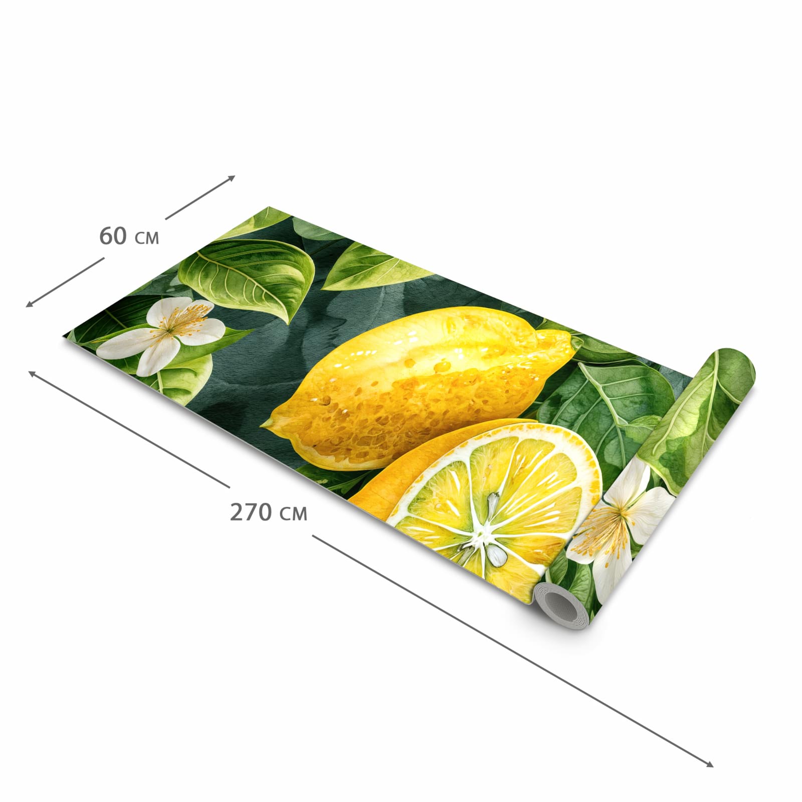 Küchenteppich mit Motiv Zitronenmuster in der Grösse 80x200 cm für Ordnung & Übersicht