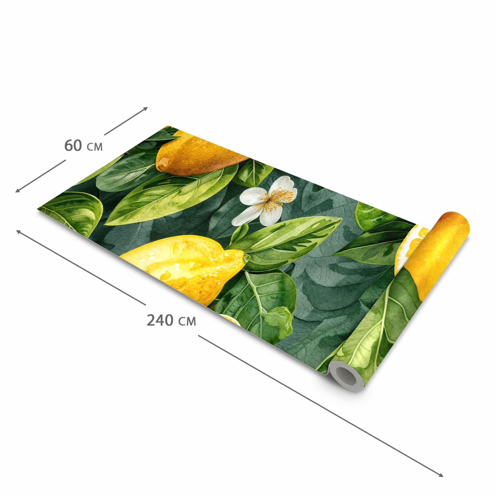 Bodenschonender Bodenläufer Teppich mit Motiv Zitronenmuster in der Grösse 80x200 cm