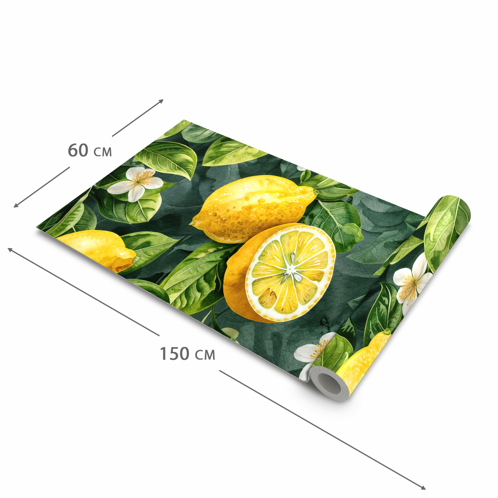 Rutschfester Küchenteppich mit Motiv Zitronenmuster in der Grösse 60x90 cm