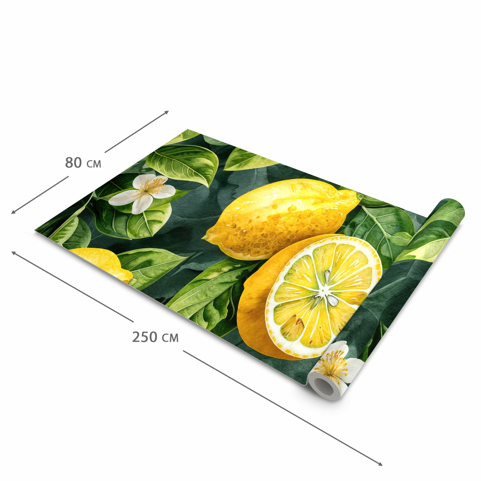 Küchenteppich mit Motiv Zitronenmuster in der Grösse 80x200 cm zum sicheren Aufbewahren