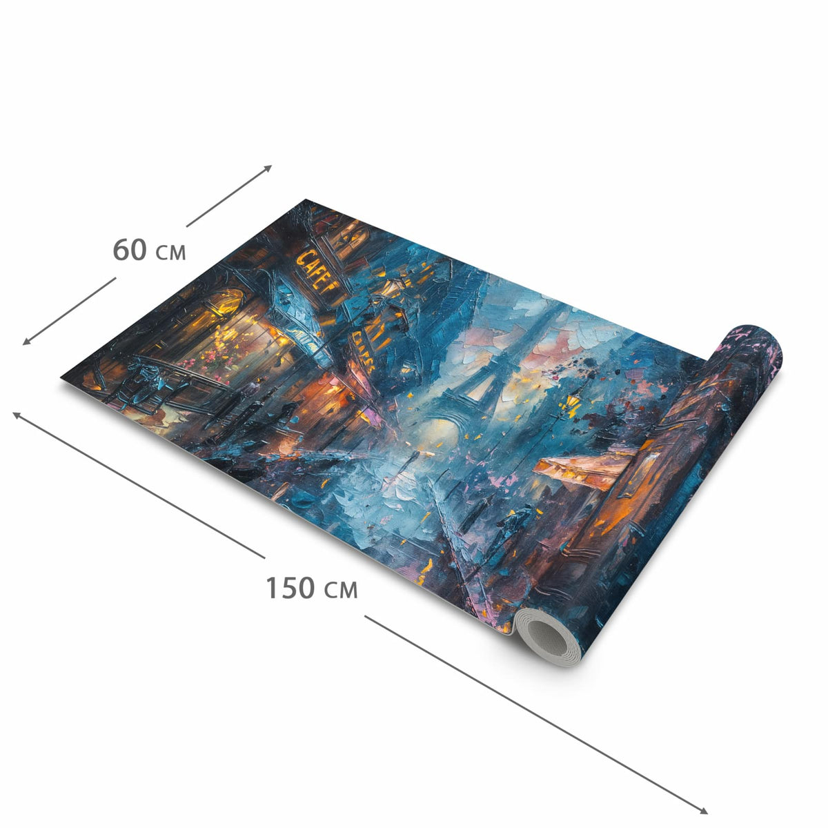 Komfortabler rutschfester Teppich mit Motiv Pariser Nacht in der Grösse 80x300 cm