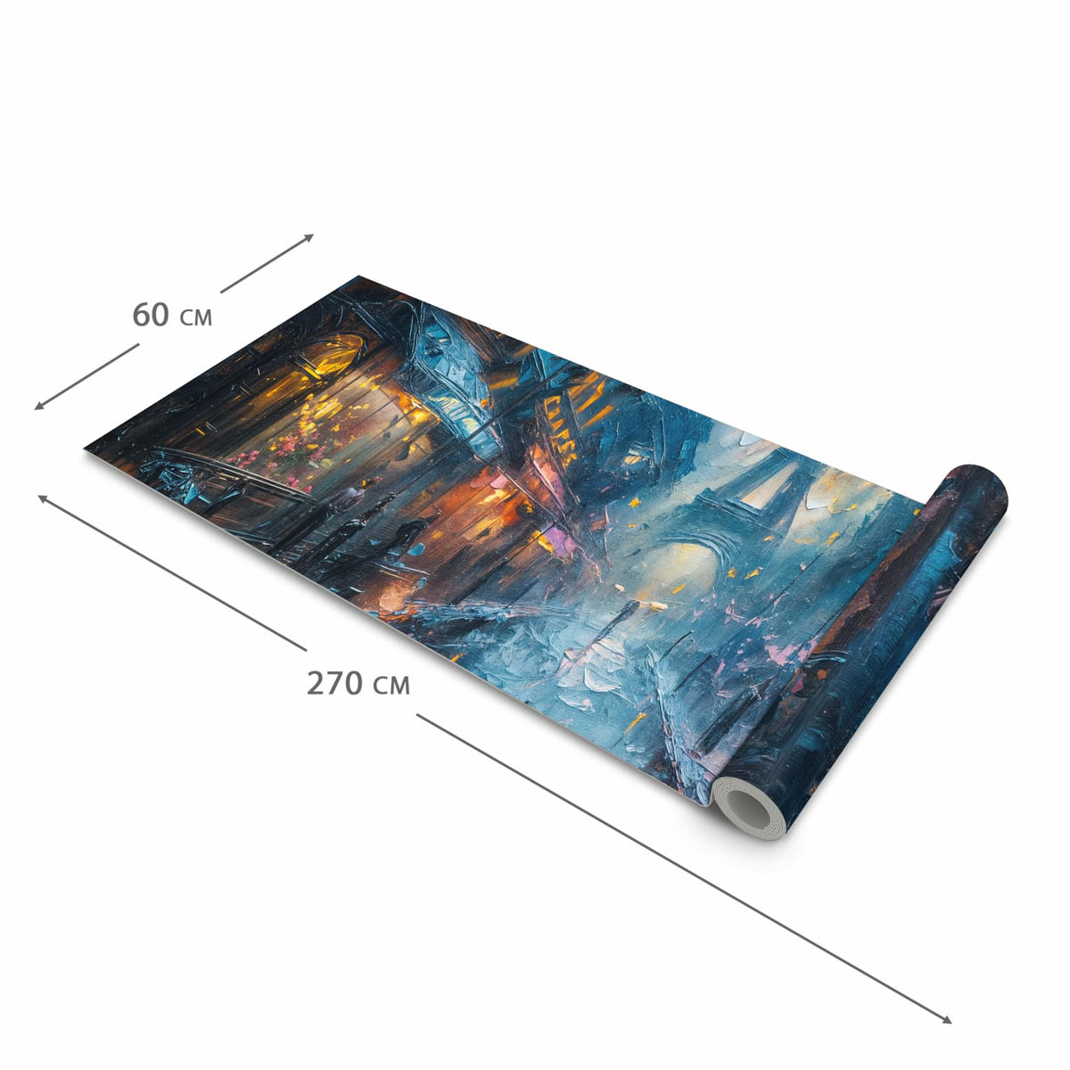Waschbarer Teppich für Esstisch mit Motiv Pariser Nacht in der Größe 80x300 cm
