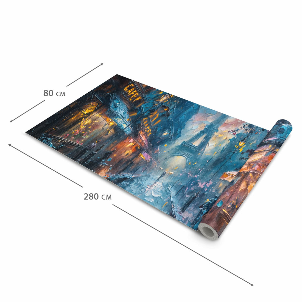 Rutschfester waschbarer Küchenteppich mit Motiv Pariser Nacht in der Grösse 80x300 cm