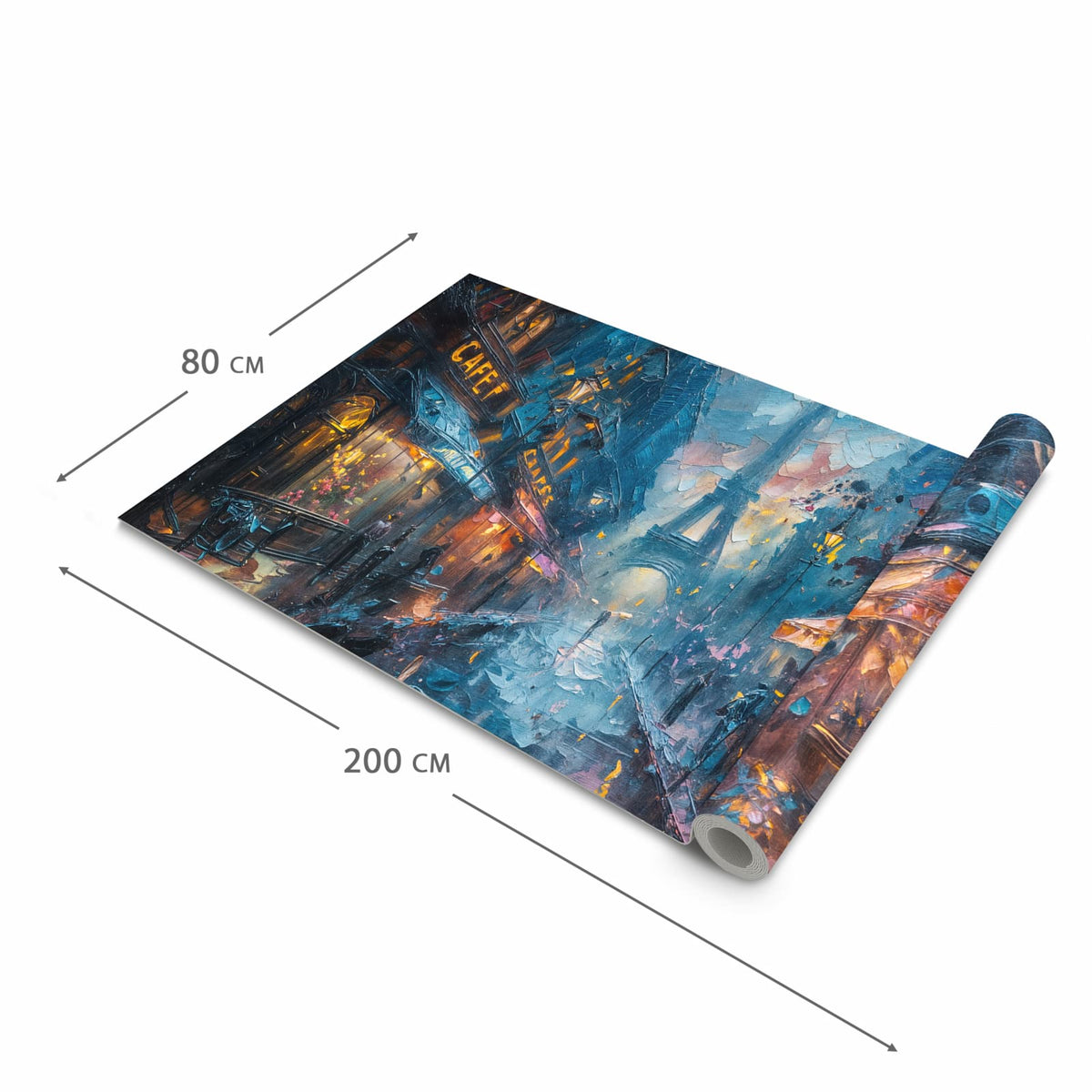 Waschbarer Bodenläufer Teppich mit Motiv Pariser Nacht in der Grösse 80x300 cm