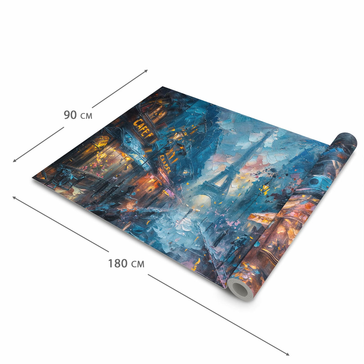 Bodenschonender rutschfester Küchenteppich mit Motiv Pariser Nacht in der Grösse 80x300 cm