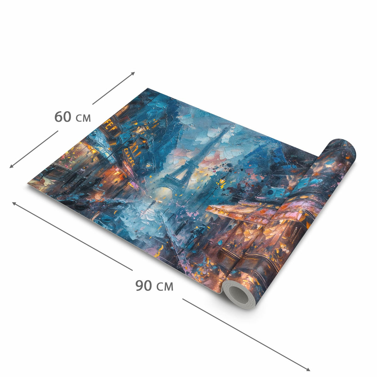 Strapazierfähiger Bodenläufer mit Motiv Pariser Nacht in der Grösse 80x300 cm