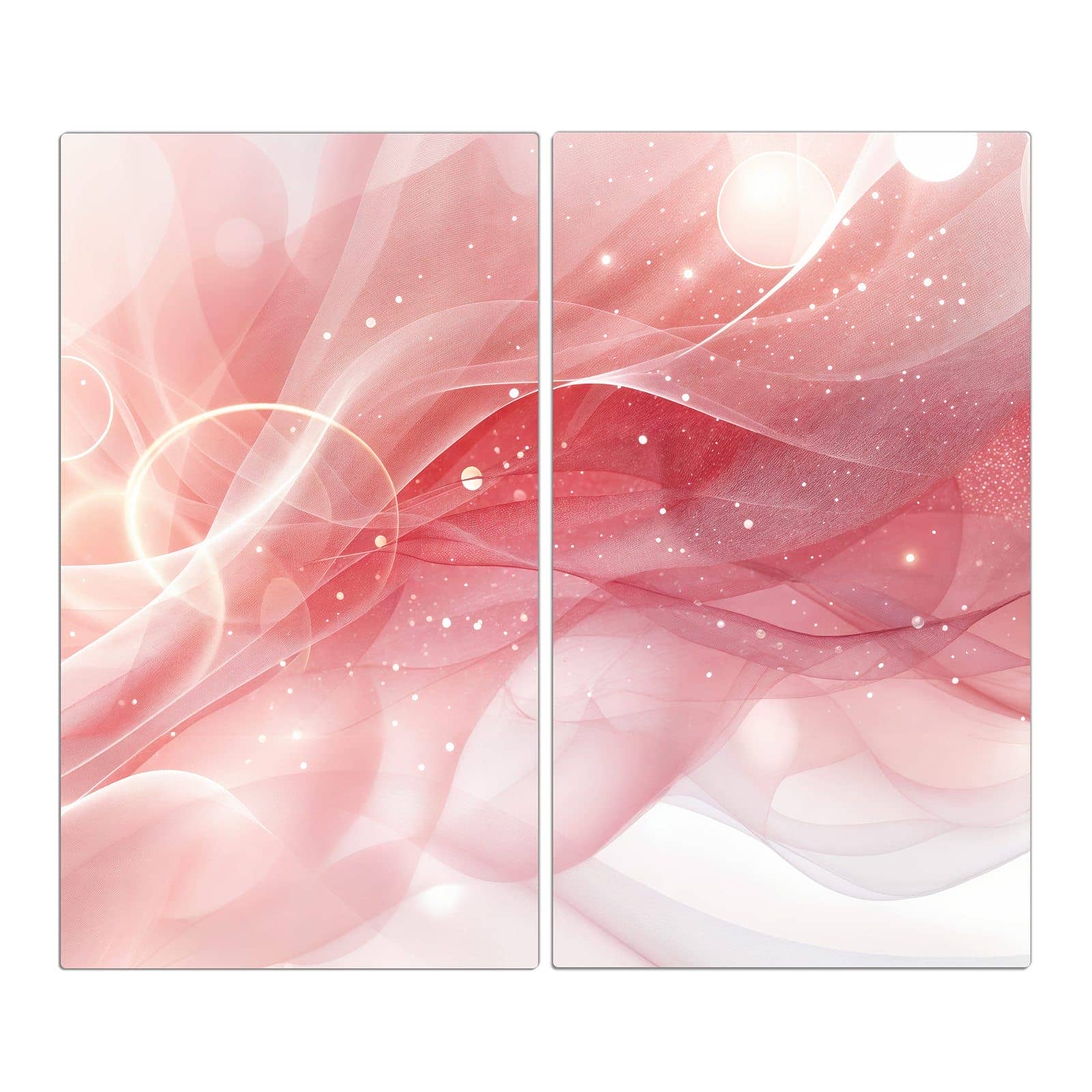 2-teilige Deckplatte aus Glas mit Rosa Seidenwellen-Motiv in der Frontansicht