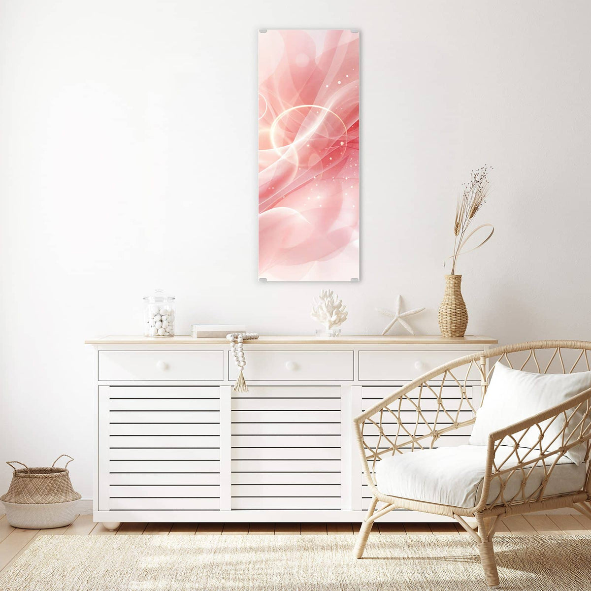 Wandbild - Rosa Seidenwellen - Hochformat – Rosa Wellen wie Seide