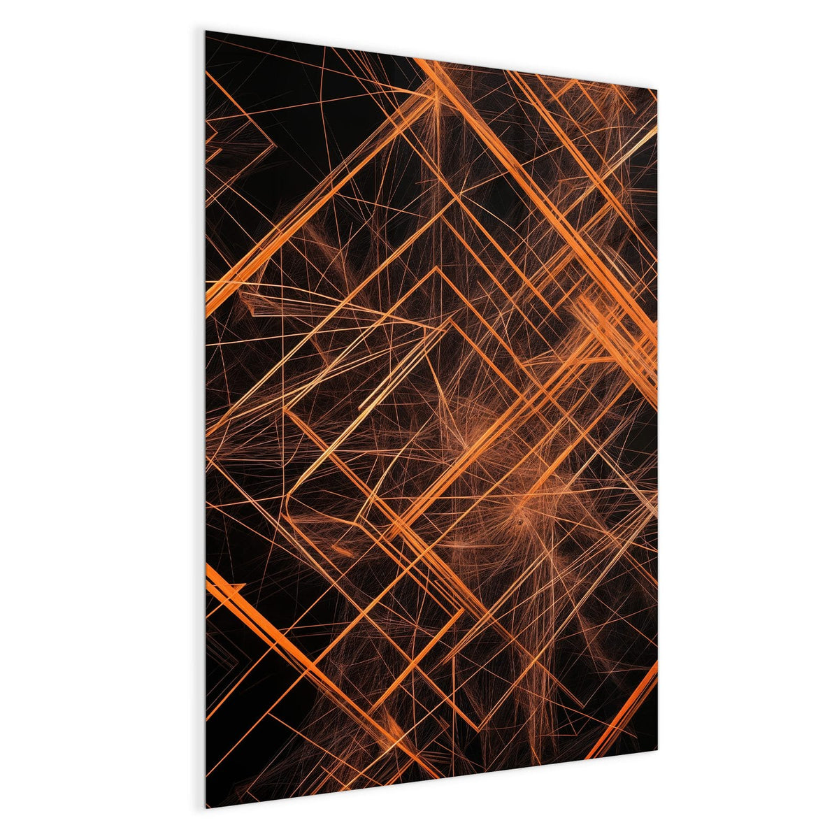 leuchtende orange Linien und Gitter auf schwarzem Grund