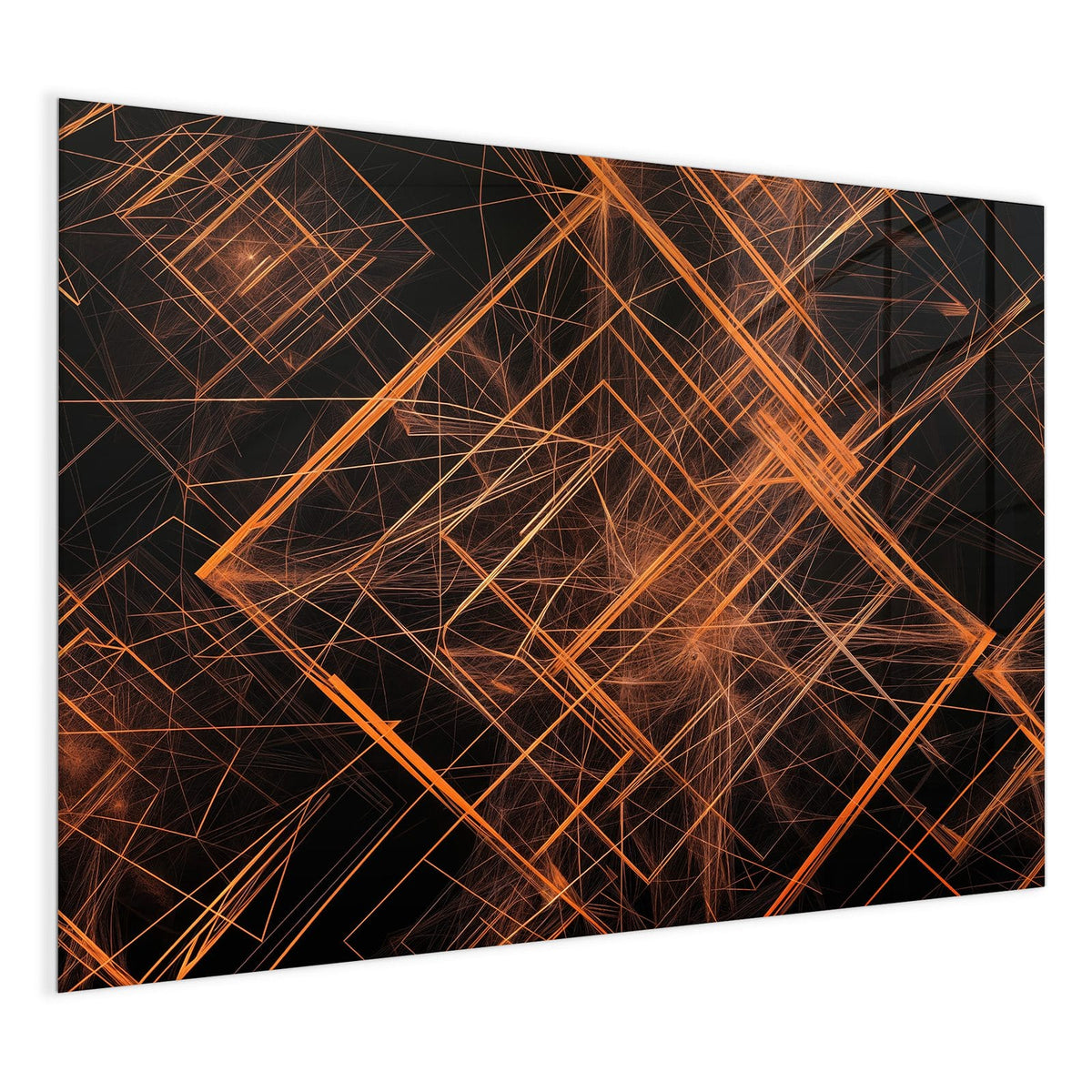 4 mm Glas statt lackiertem Blech – Glas Magnettafel - Orange Lichtlinien
