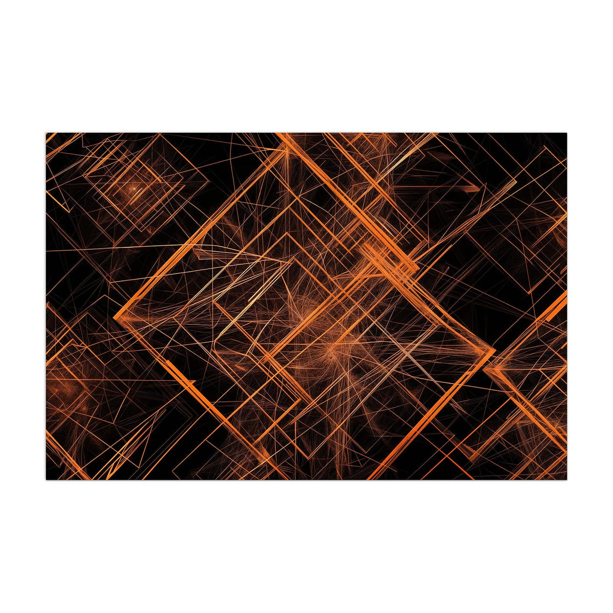 Küchenrückwand aus Glas Orange Lichtlinien im Hochformat, Motiv bildfüllend von vorn