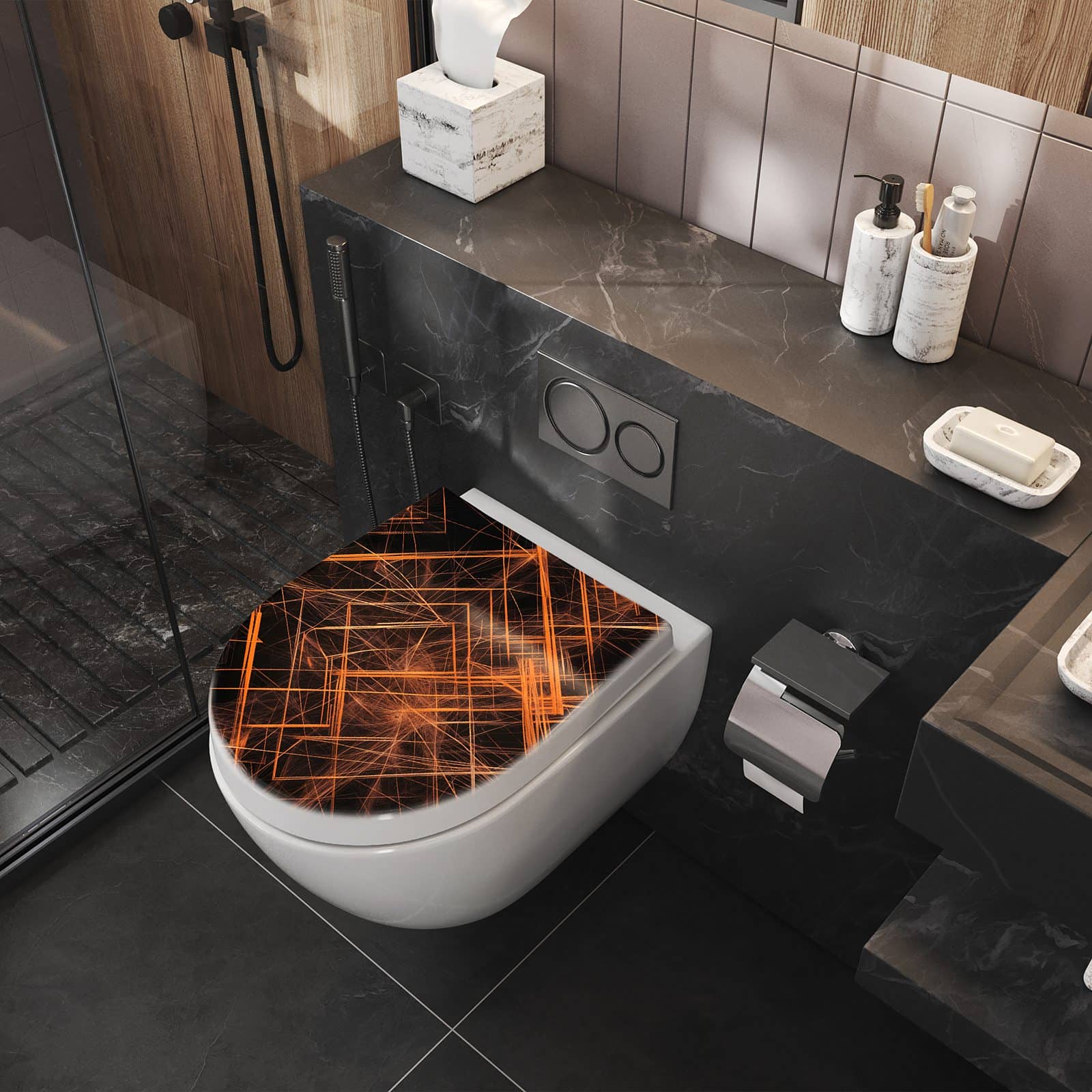 WC-Sitz mit Absenkautomatik Muster des Geometrisches