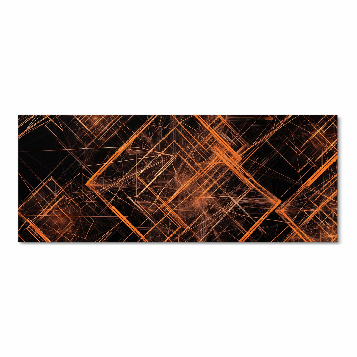 leuchtende orange Linien und Gitter auf schwarzem Grund
