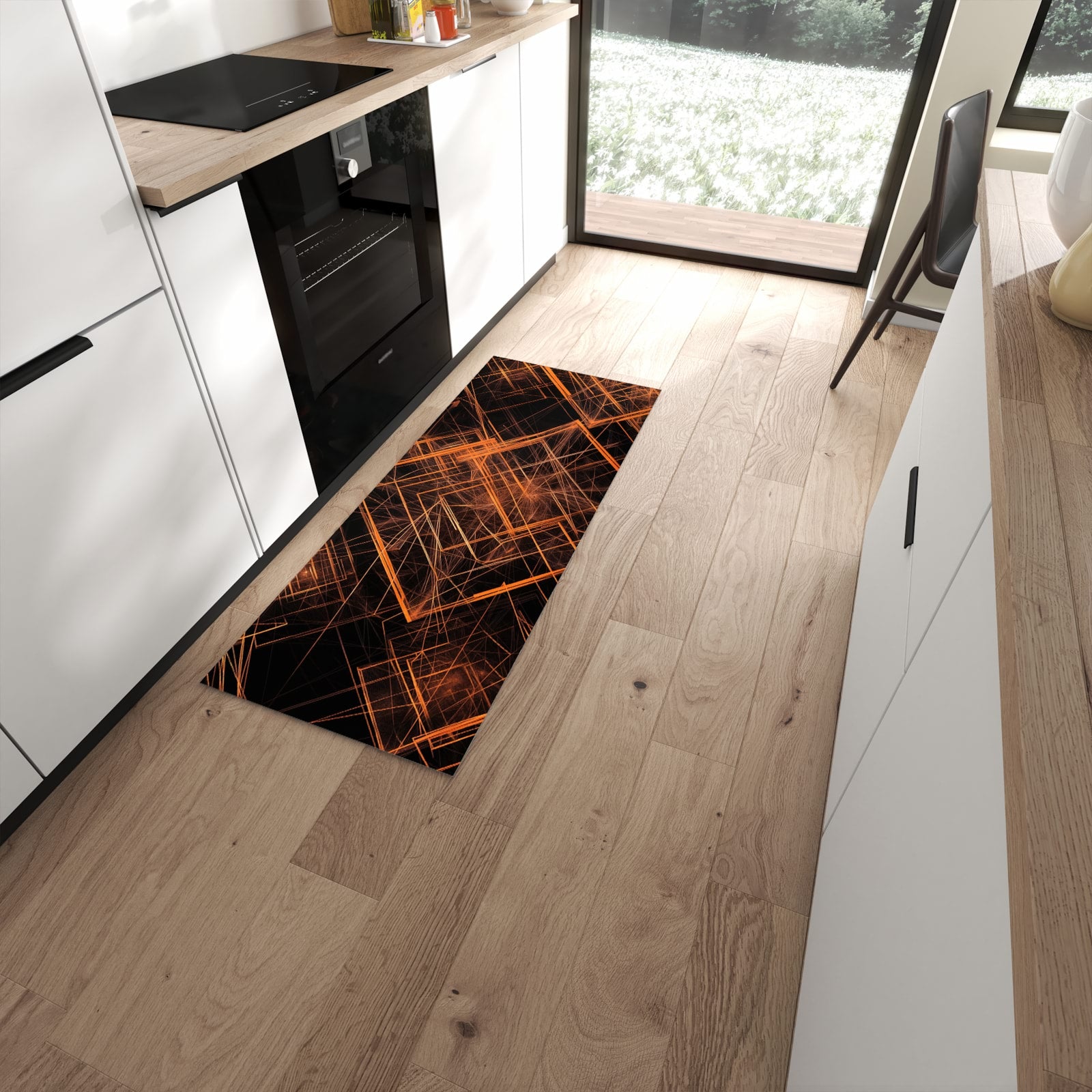 Küchenteppich mit Motiv Muster des Geometrisches für Trittkomfort in moderner Küche, waschbar #grösse_60 x 150 cm