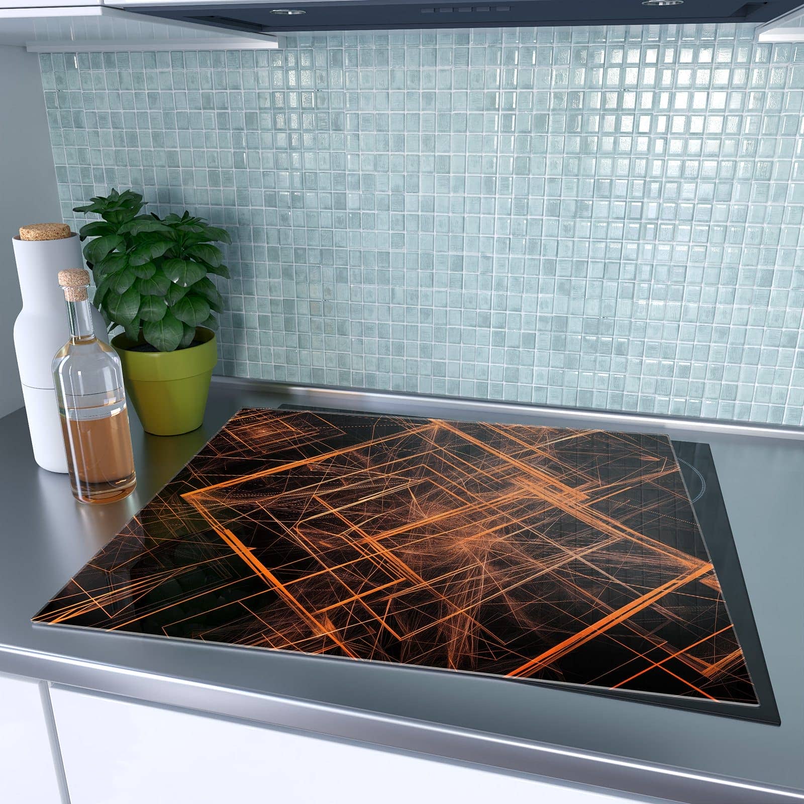 1-teilige Abdeckplatten für Ceranfeld mit Geometrisches Muster Design-Motiv auf dem Ceranfeld