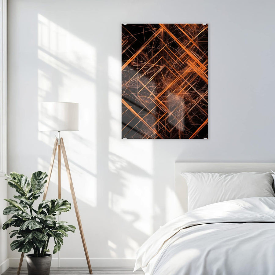 Maße Wandbild - Orange Lichtlinien - Hochformat