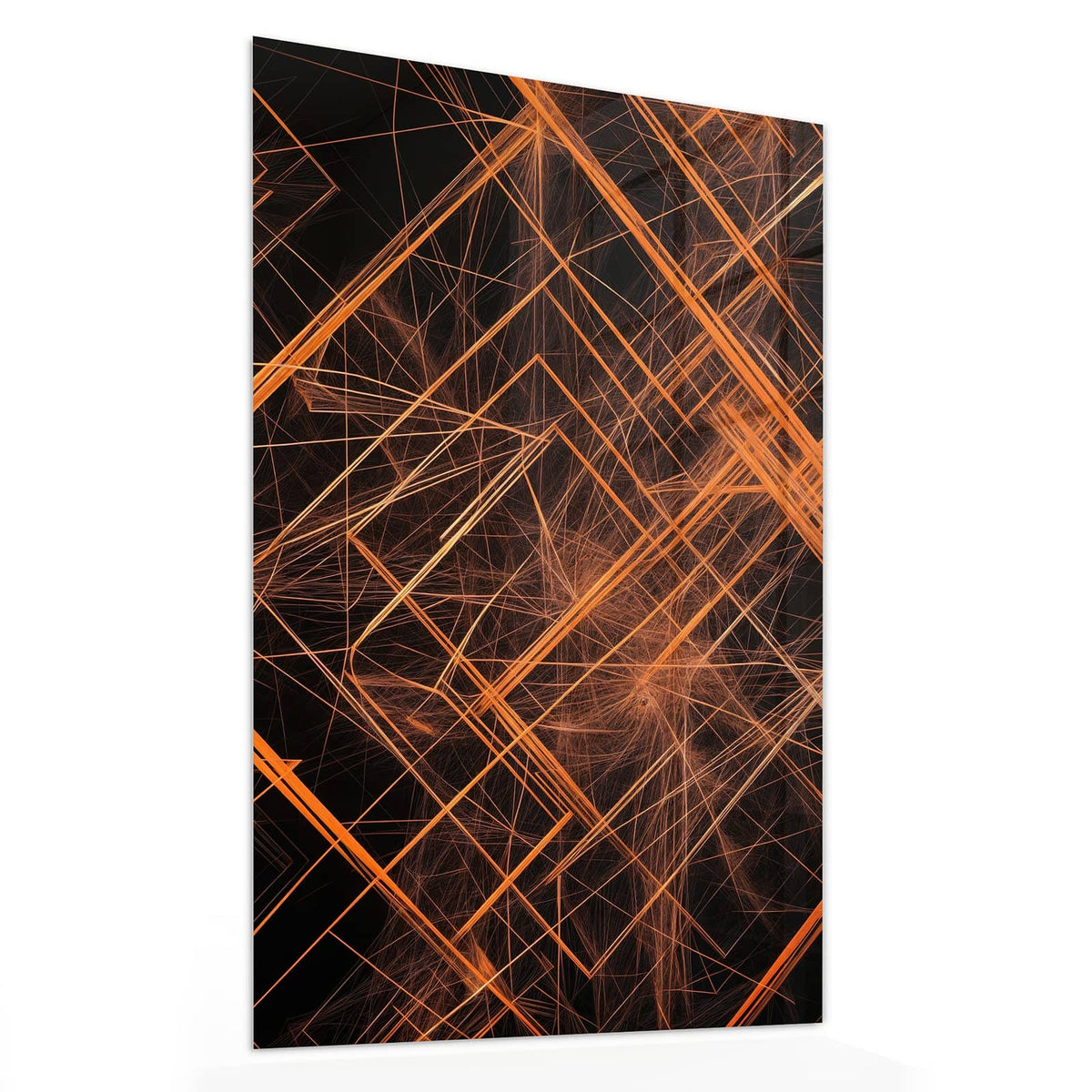11 Größen – von 30 × 60 bis 60 × 150 cm – Wandbild - Orange Lichtlinien - Hochformat