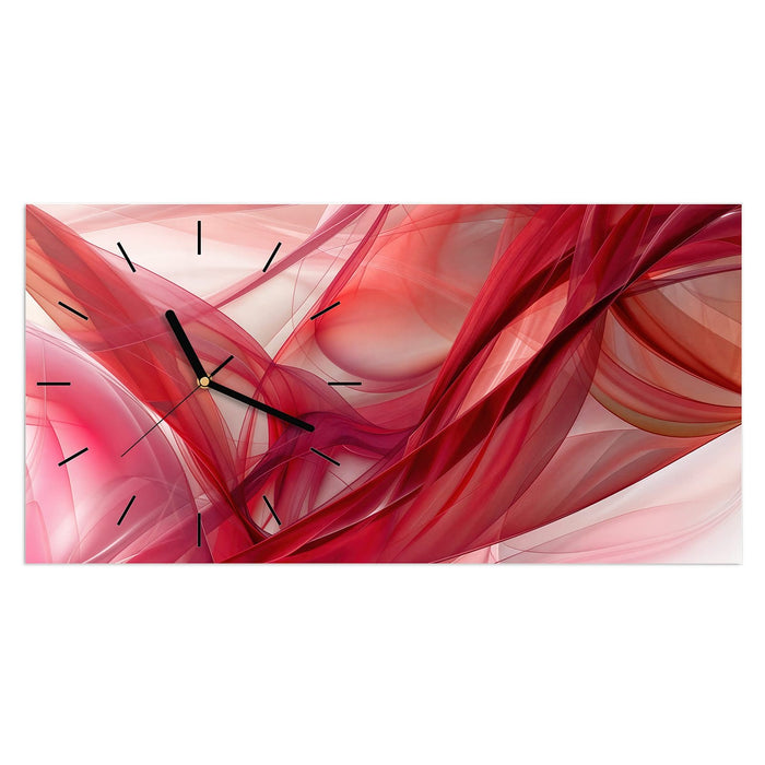 Wanduhr Abstrakte Schleier aus Glas – Querformat 60 × 30 cm mit Ziffernblatt Linie