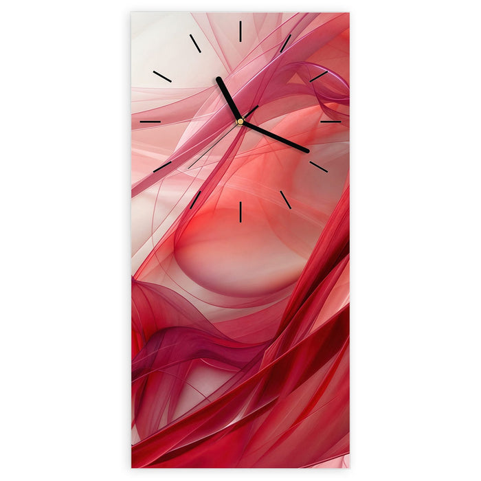 Wanduhr Abstrakte Schleier aus Glas – Hochformat 30 × 60 cm mit Ziffernblatt Linie