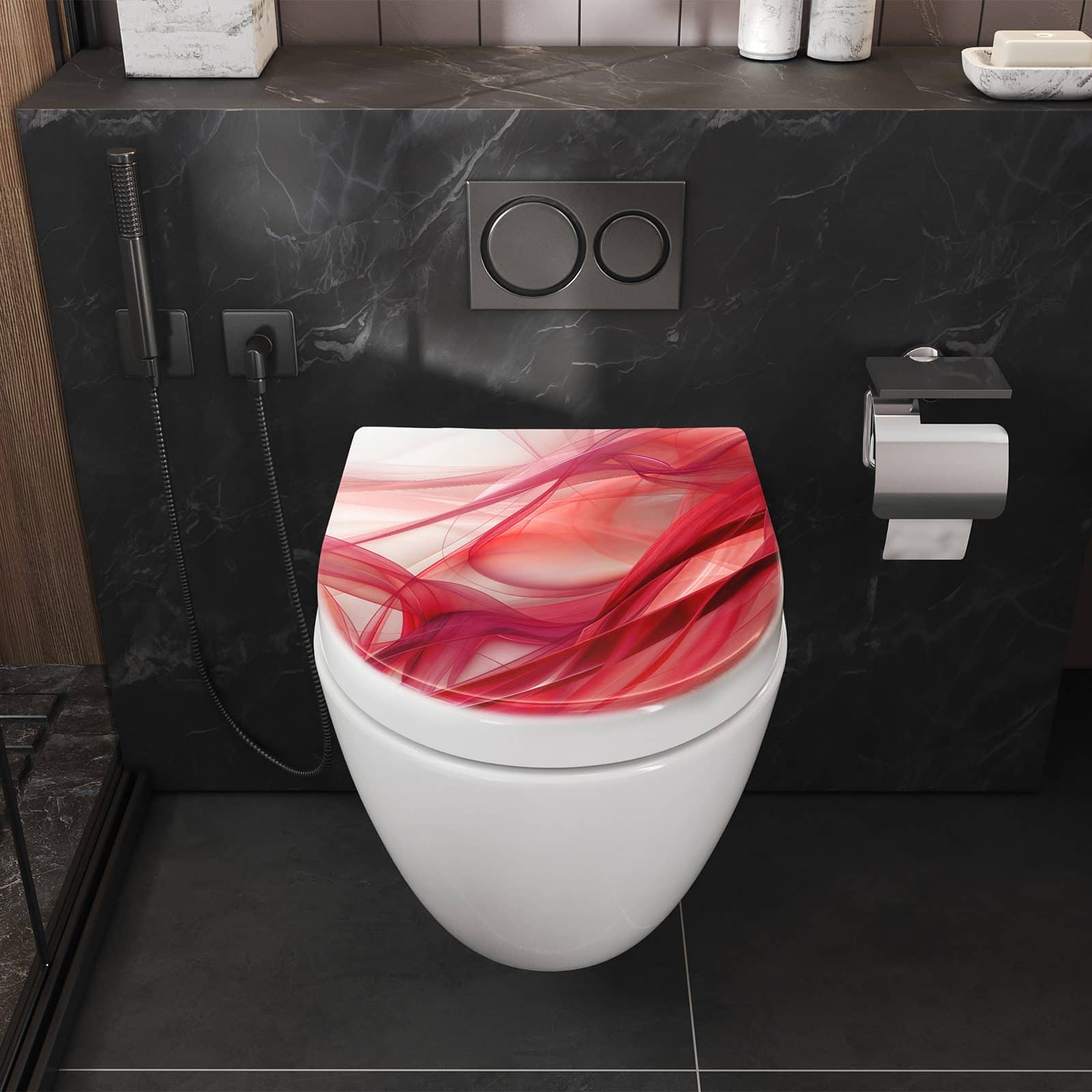 WC-Sitz mit Absenkautomatik Abstrakte Schleier