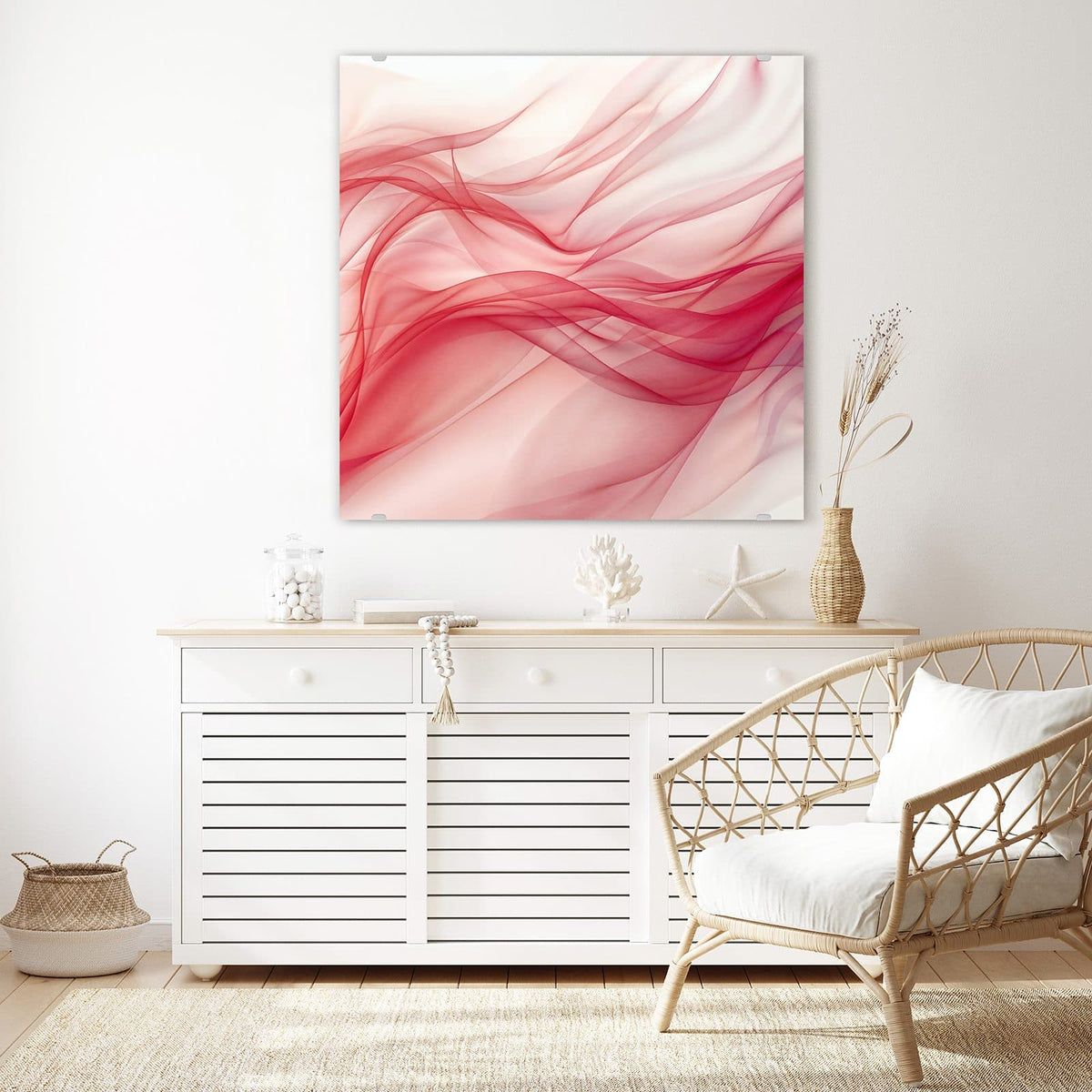 Echtglas, 4 mm – kein Acryl, keine Folie – Wandbild - Seidenschleier - Quadratisch