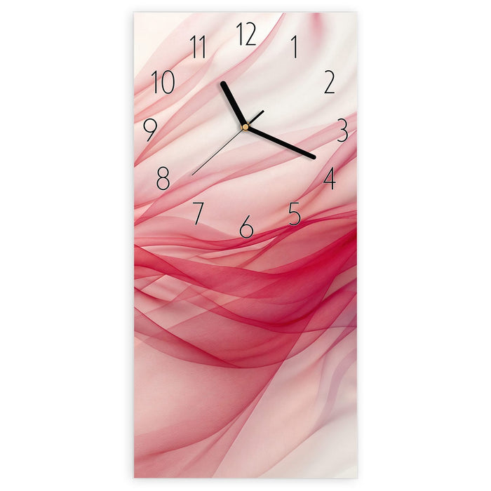 Wanduhr Seidenschleier aus Glas – Hochformat 30 × 60 cm mit Ziffernblatt Elegant